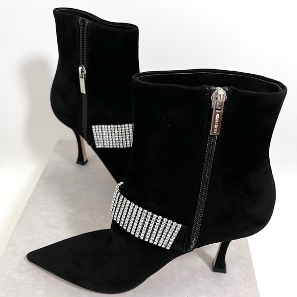 Jimmy Choo Kaza Suede Crystal-Buckle Booties size 39.5/US 9 Authentic - Picture 3 of 8